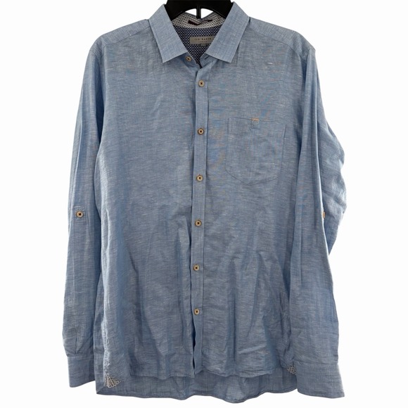 Ted Baker Romeos Men's Linen & Cotton Button-Up Shirt Lot Of 2 Ted Size 4 / US L - Picture 2 of 16